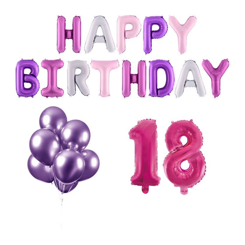 18 jaar Verjaardag Versiering Ballon Pakket Pastel & Roze