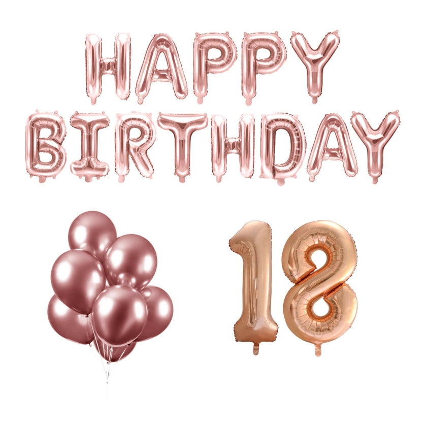 18 jaar Verjaardag Versiering Ballon Pakket rosé goud