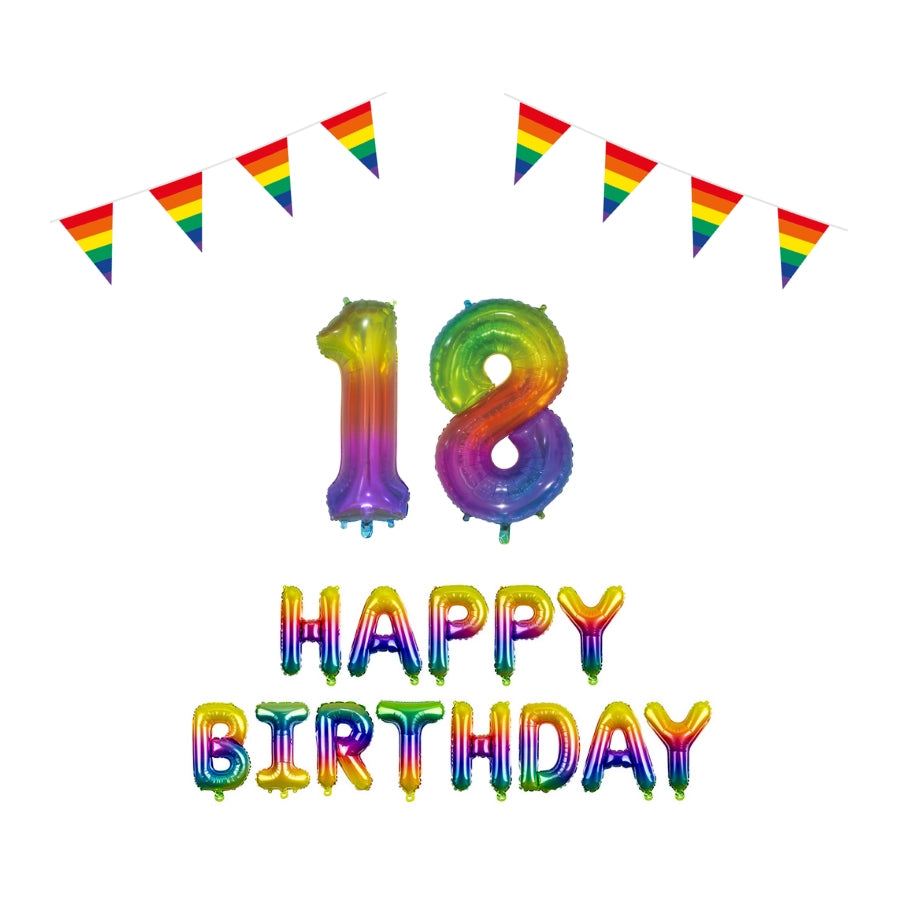 18 jaar Verjaardag Versiering Pakket Regenboog