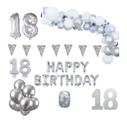 18 jaar Verjaardag Versiering Pakket Zilver XL