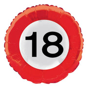 18 jaar verkeersbord folieballon 45cm