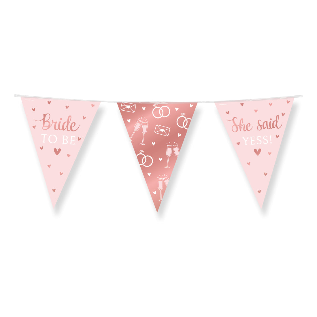 Bride to Be vlaggenlijn – 10 meter – roze/roségoud