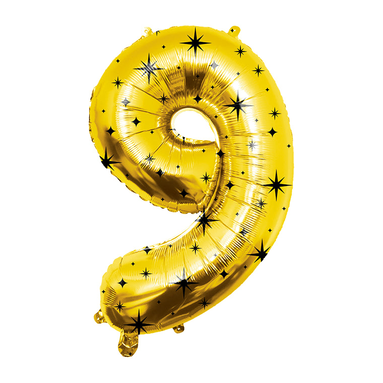 Classy Party Folieballon Cijfer 9 – 86 cm – Goud