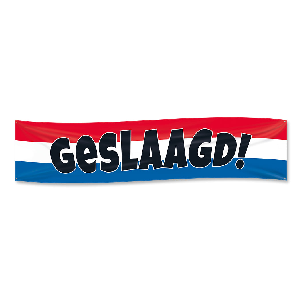 XXL Geslaagd banner – 180 × 40 cm – rood/wit/blauw