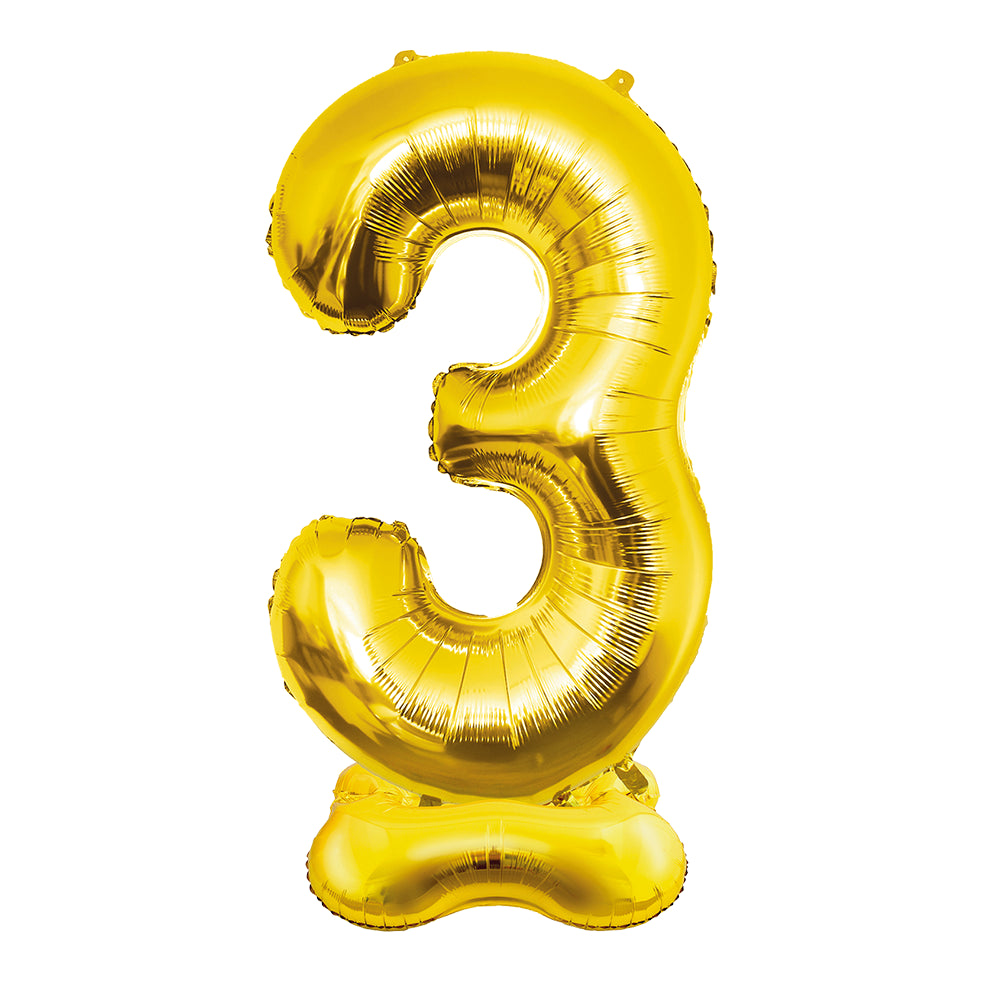 Folieballon Cijfer 3 – 150 cm – Goud