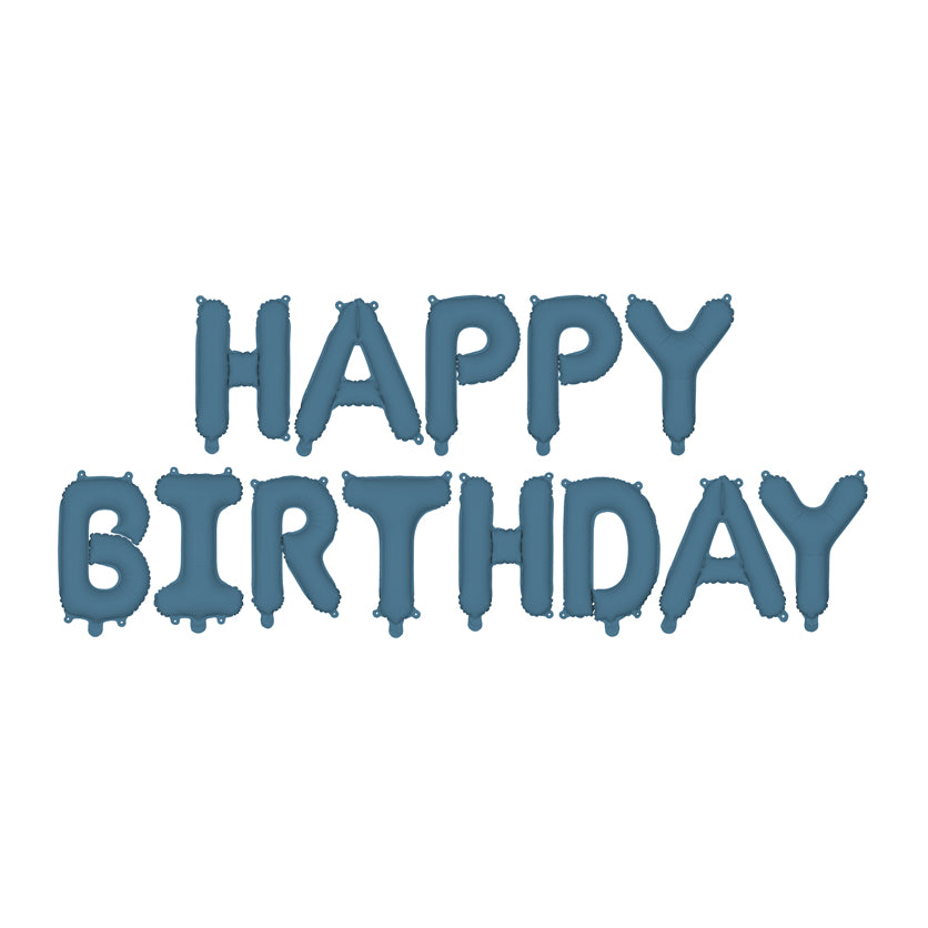 Folieballon Happy Birthday Blauw - 340x35 cm