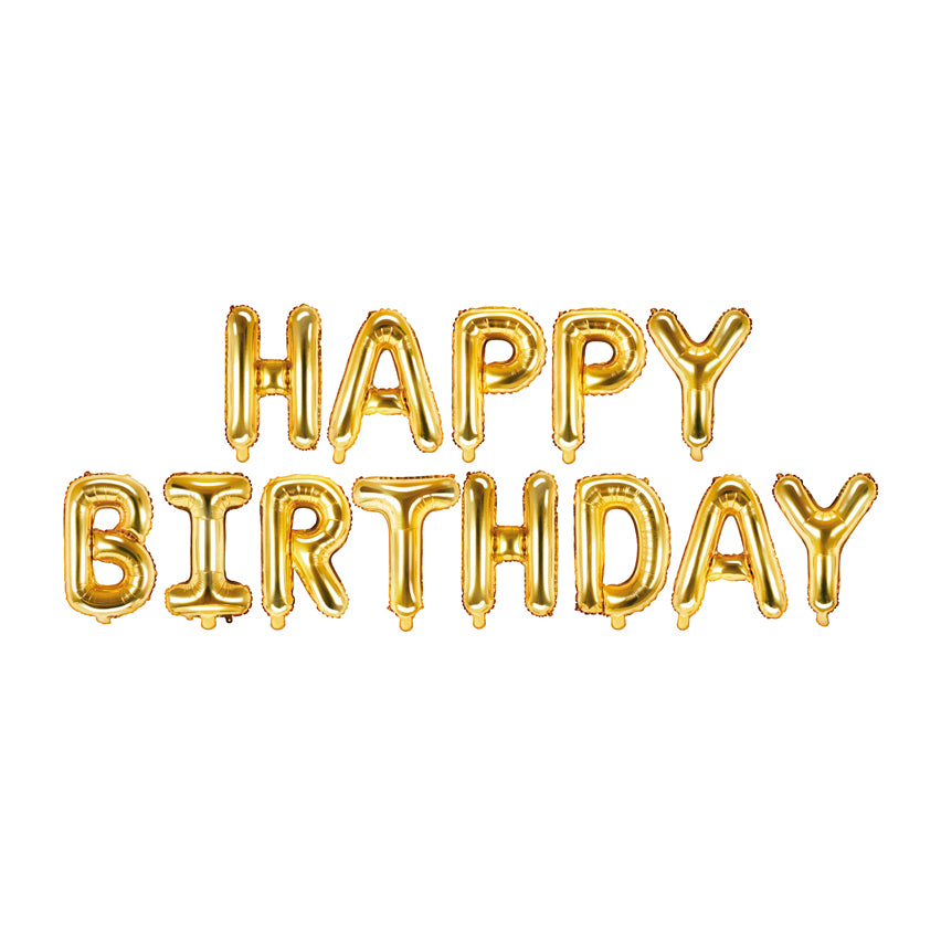 Folieballon Happy Birthday Goud - 340x35 cm
