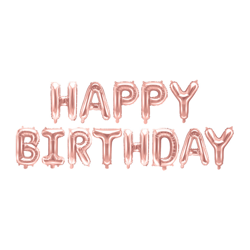 Folieballon Happy Birthday  Rose Goud - 340x35 cm