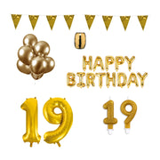 19 jaar Verjaardag Versiering Pakket Goud
