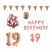 19 jaar Verjaardag Versiering Pakket Rosé Goud