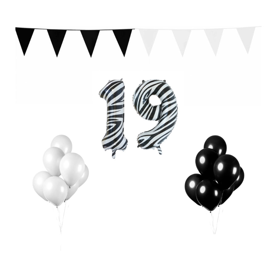 19 jaar Verjaardag Versiering Pakket Zebra