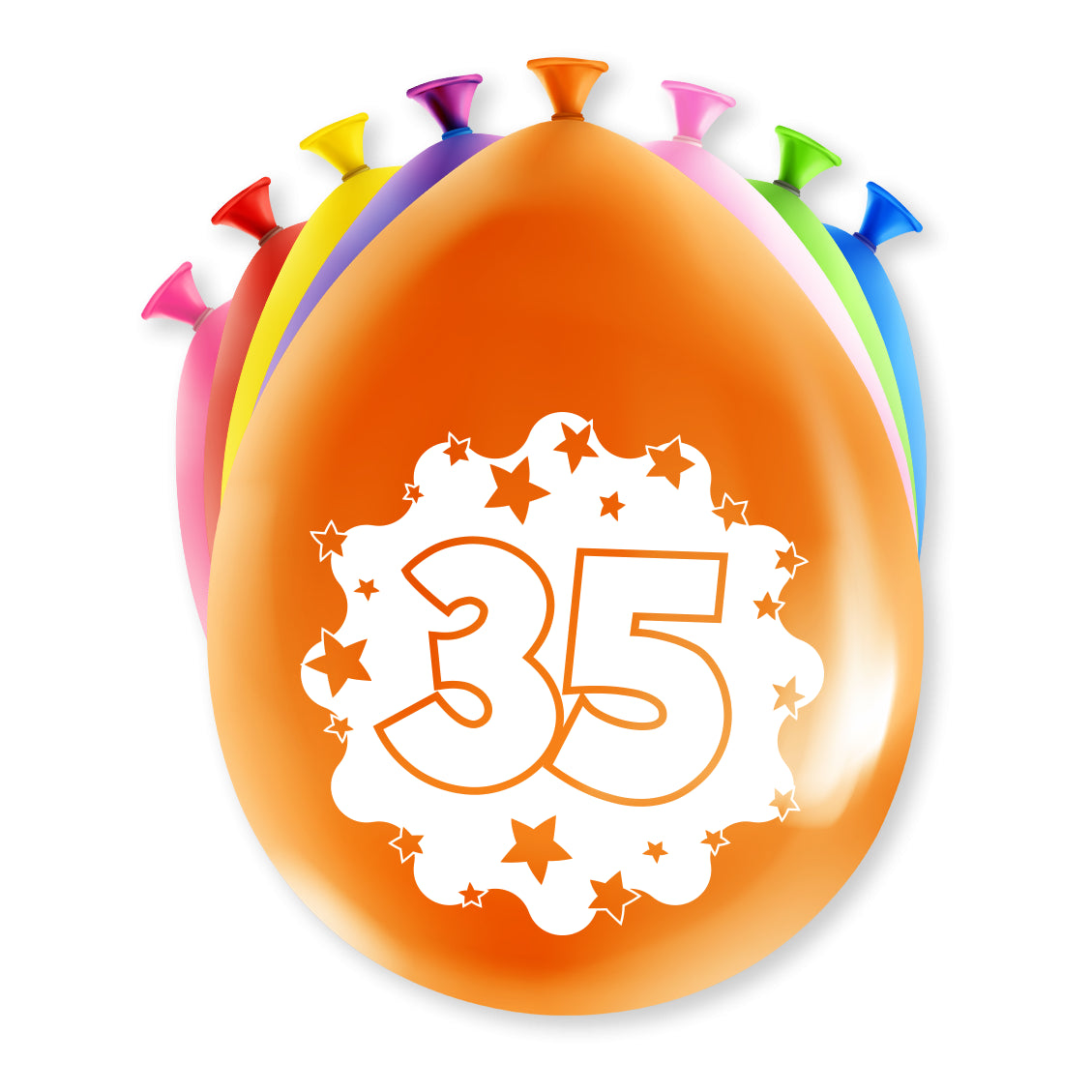 8 Verjaardagsballonnen 30 cm – 35 Jaar – Multicolor