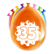 8 Verjaardagsballonnen 30 cm – 35 Jaar – Multicolor