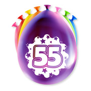 8 Verjaardagsballonnen 30 cm – 55 Jaar – Multicolor