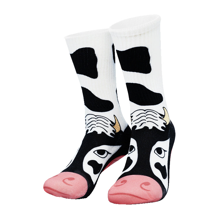 Silly Socks Koe – one size – zwart/wit