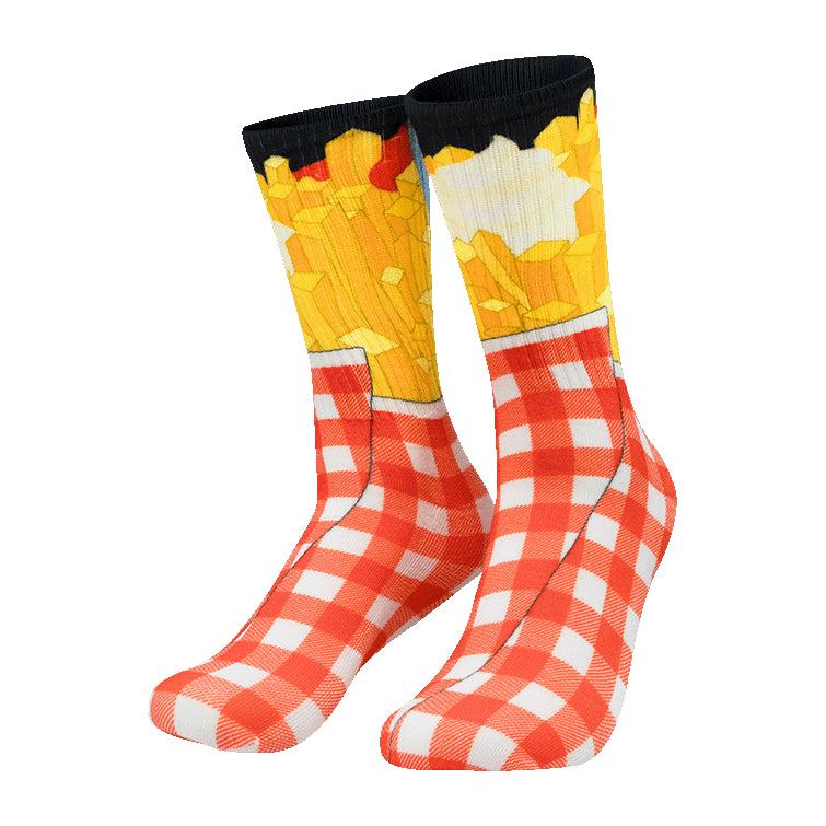 Silly Socks Friet – one size – rood/geel