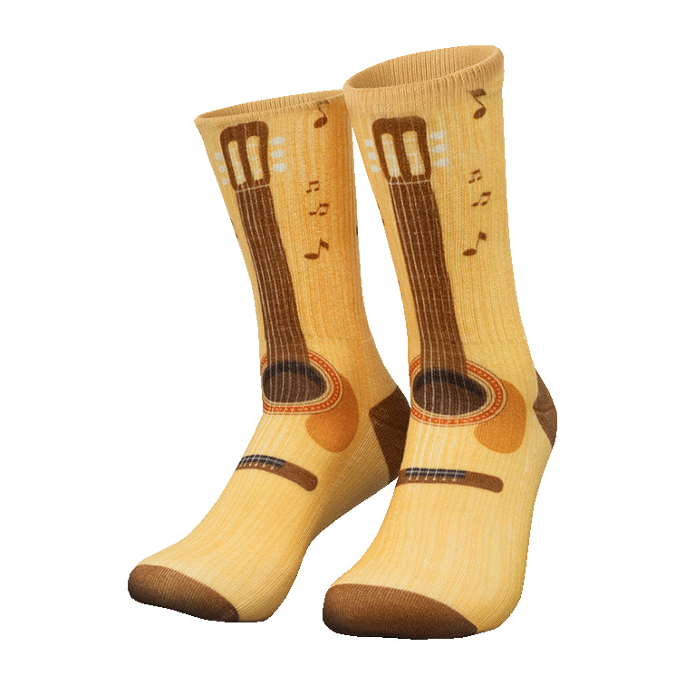Silly Socks Gitaar – one size – geel/bruin