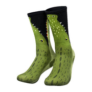 Silly Socks Krokodil – one size – groen/zwart