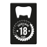 Metalen Bieropener 18 Jaar – Cheers & Beers – Zwart