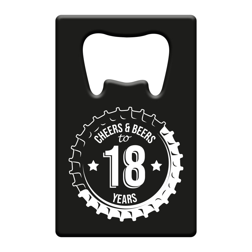 Metalen Bieropener 18 Jaar – Cheers & Beers – Zwart
