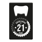 Metalen Bieropener 21 Jaar – Cheers & Beers – Zwart