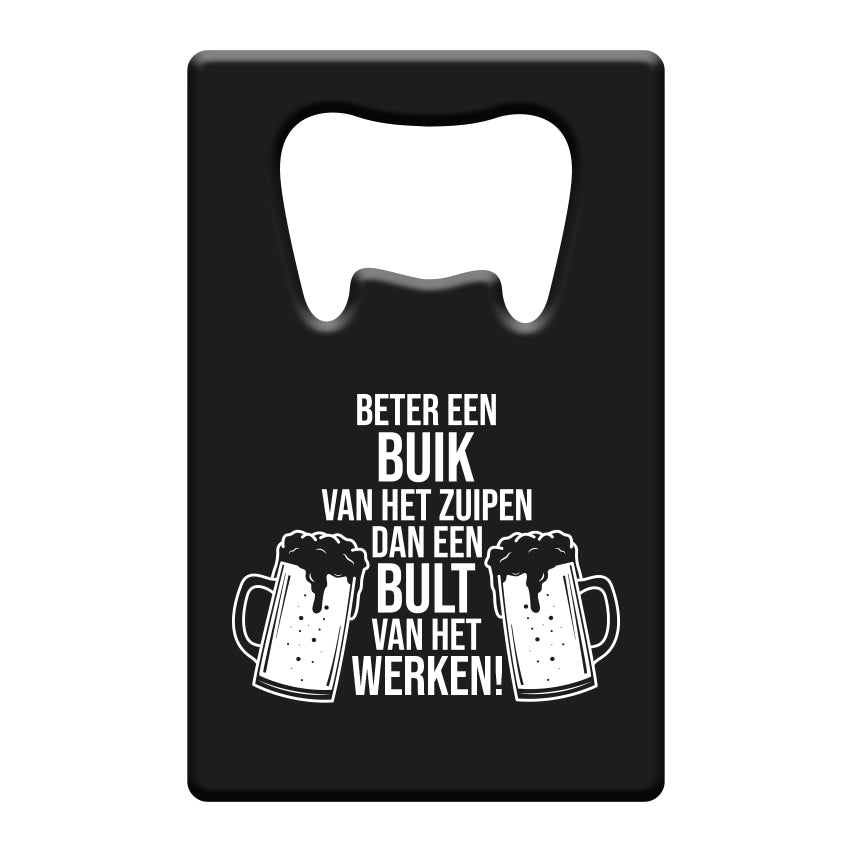 Metalen Bieropener Beter een Buik van het Zuipen – Zwart