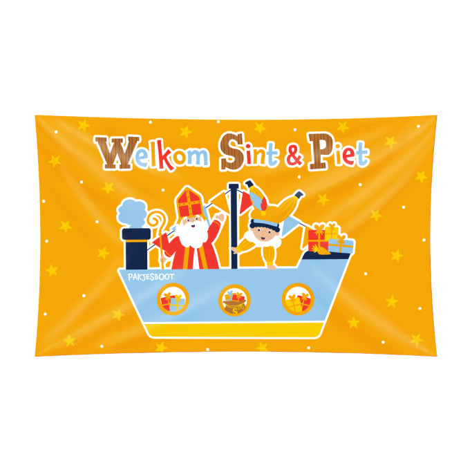 XXL Gevelvlag Sinterklaas 150 x 90 cm – Welkom Sint & Piet