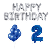 2 jaar Verjaardag Versiering Ballon Pakket Blauw & zilver