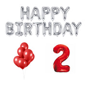 2 jaar Verjaardag Versiering Ballon Pakket rood & zilver