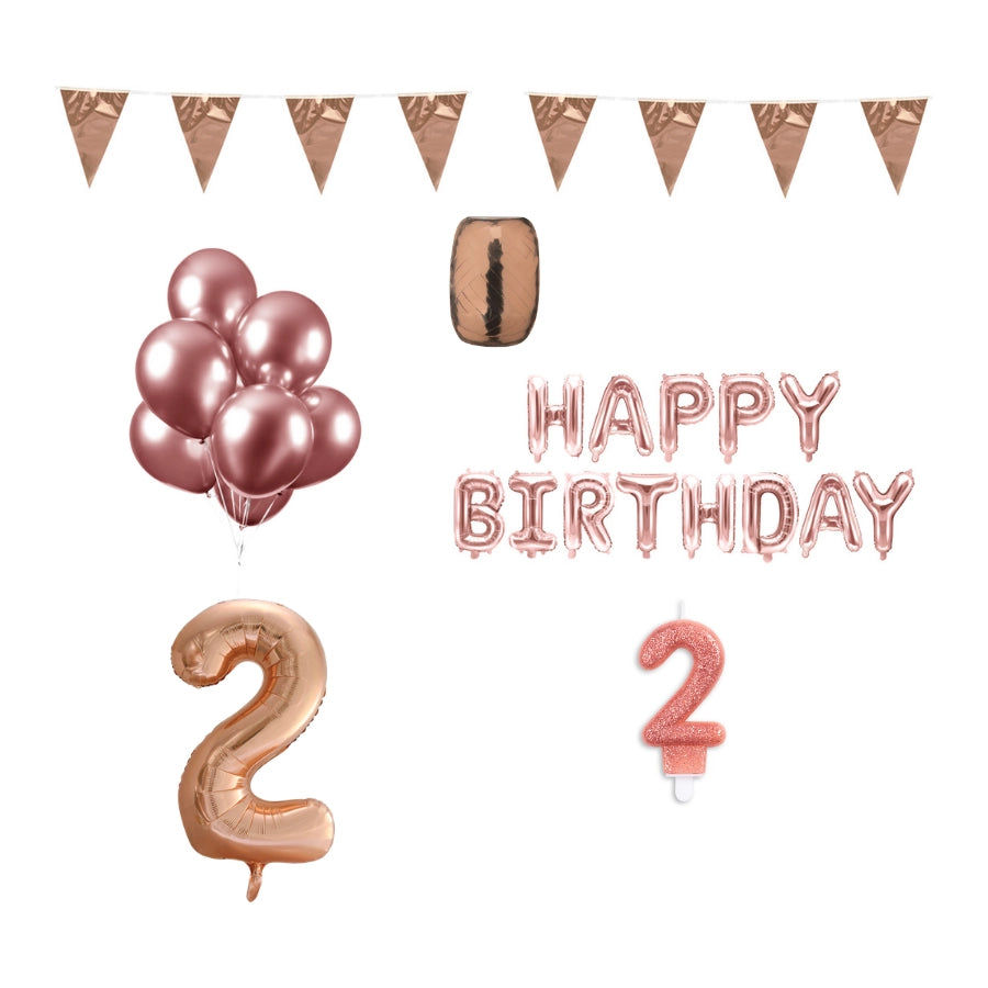 2 jaar Verjaardag Versiering Pakket Rosé Goud