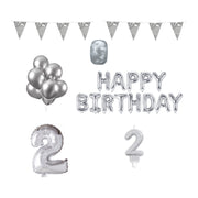 2 jaar Verjaardag Versiering Pakket zilver