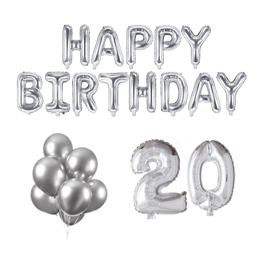 20 jaar Verjaardag Versiering Ballon Pakket zilver