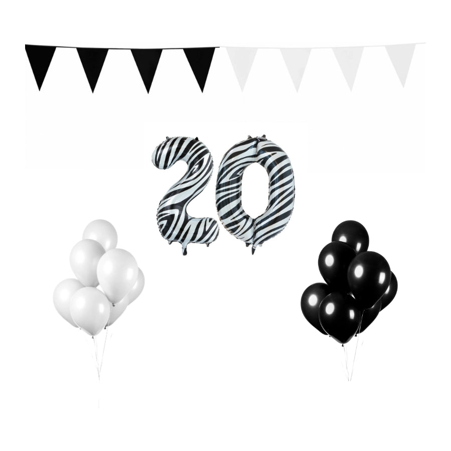 20 jaar Verjaardag Versiering Pakket Zebra