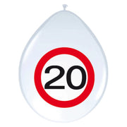 20 Jaar Verkeersbord Ballonnen - 8 stuks