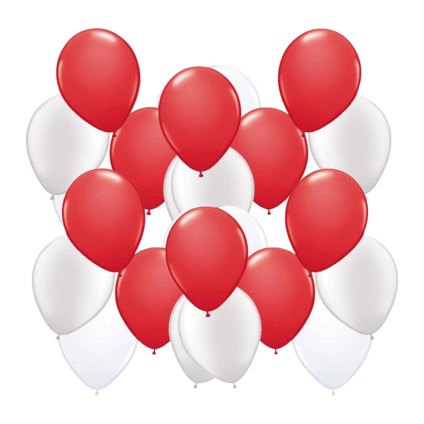 20 rode en 20 witte ballonnen 5 inch - 13cm