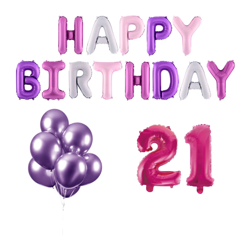 21 jaar Verjaardag Versiering Ballon Pakket Pastel & Roze