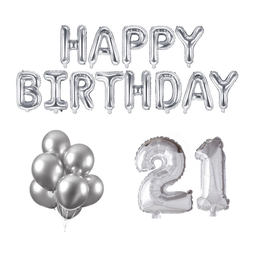 21 jaar Verjaardag Versiering Ballon Pakket zilver