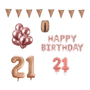 21 jaar Verjaardag Versiering Pakket Rosé Goud