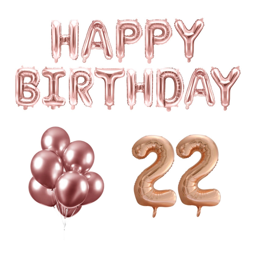 22 jaar Verjaardag Versiering Ballon Pakket rosé goud
