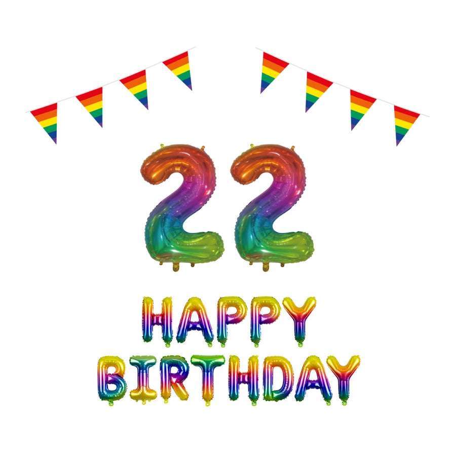 22 jaar Verjaardag Versiering Pakket Regenboog