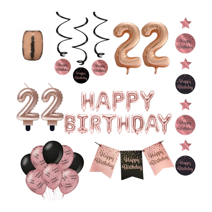 22 jaar Verjaardag Versiering Pakket Rose Gold