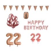 22 jaar Verjaardag Versiering Pakket Rosé Goud