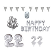 22 jaar Verjaardag Versiering Pakket zilver