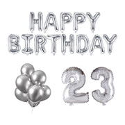 23 jaar Verjaardag Versiering Ballon Pakket zilver