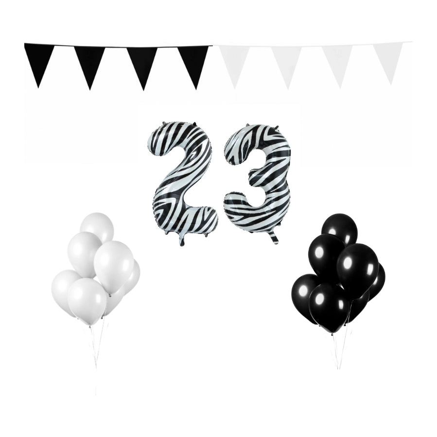 23 jaar Verjaardag Versiering Pakket Zebra