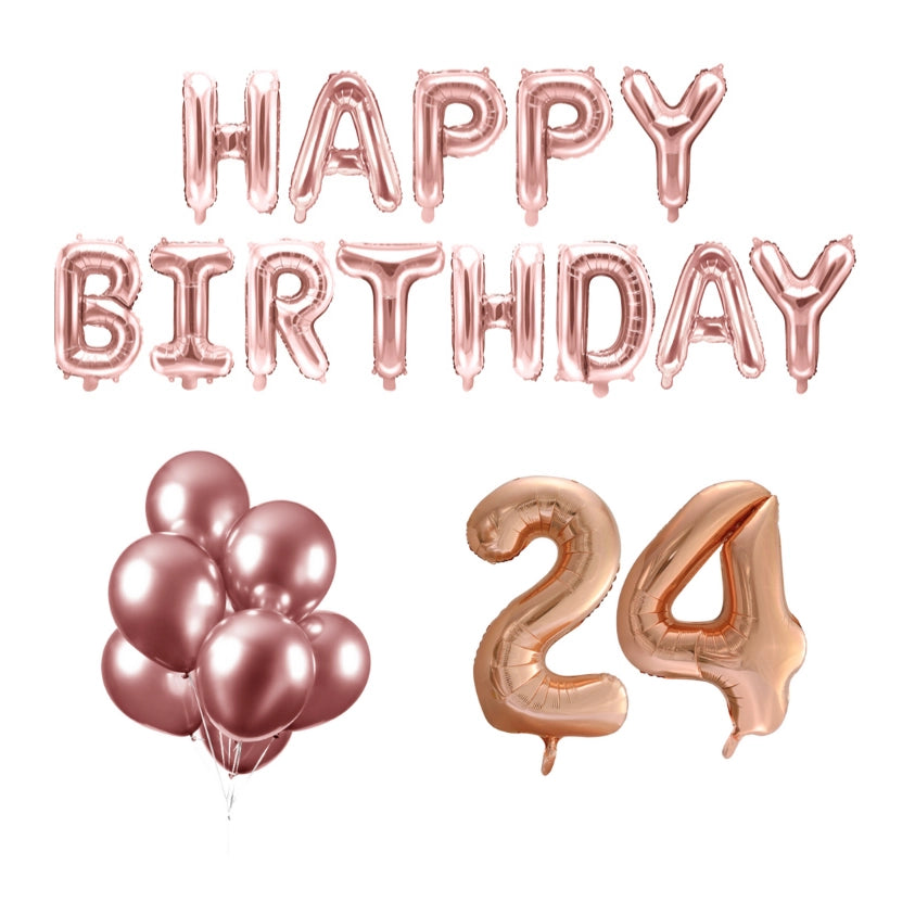 24 jaar Verjaardag Versiering Ballon Pakket rosé goud