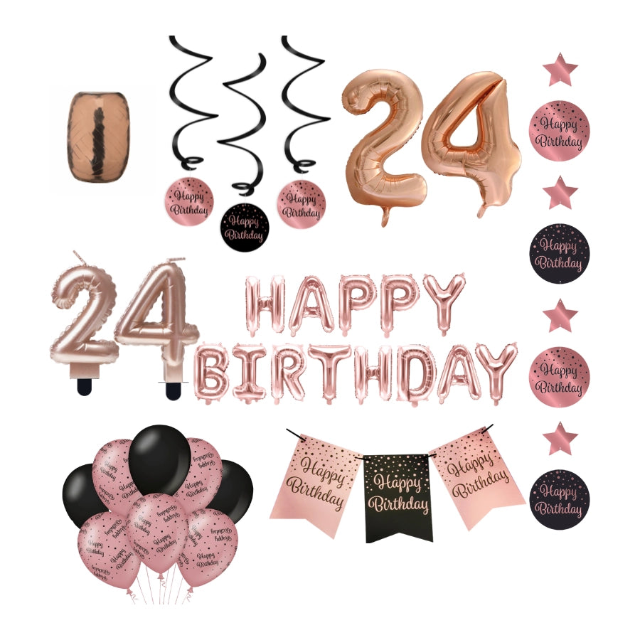 24 jaar Verjaardag Versiering Pakket Rose Gold