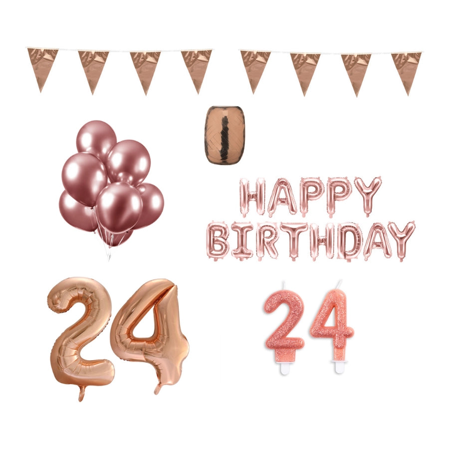 24 jaar Verjaardag Versiering Pakket Rosé Goud