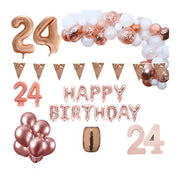24 jaar Verjaardag Versiering Pakket Rosé goud XL