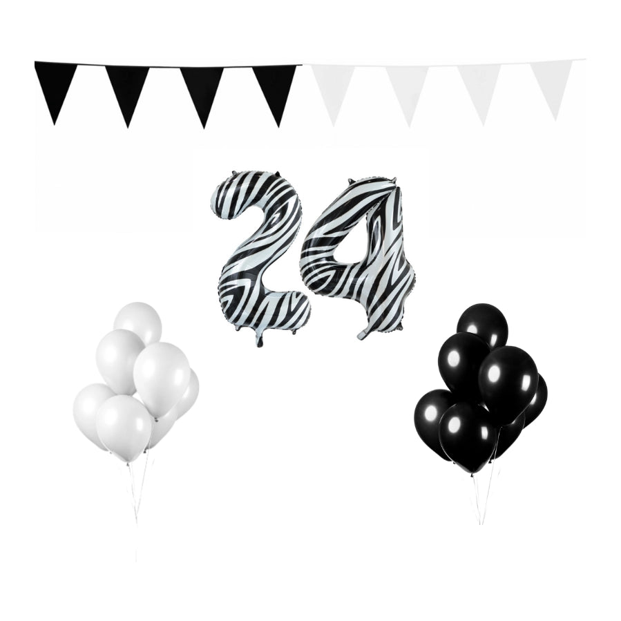 24 jaar Verjaardag Versiering Pakket Zebra